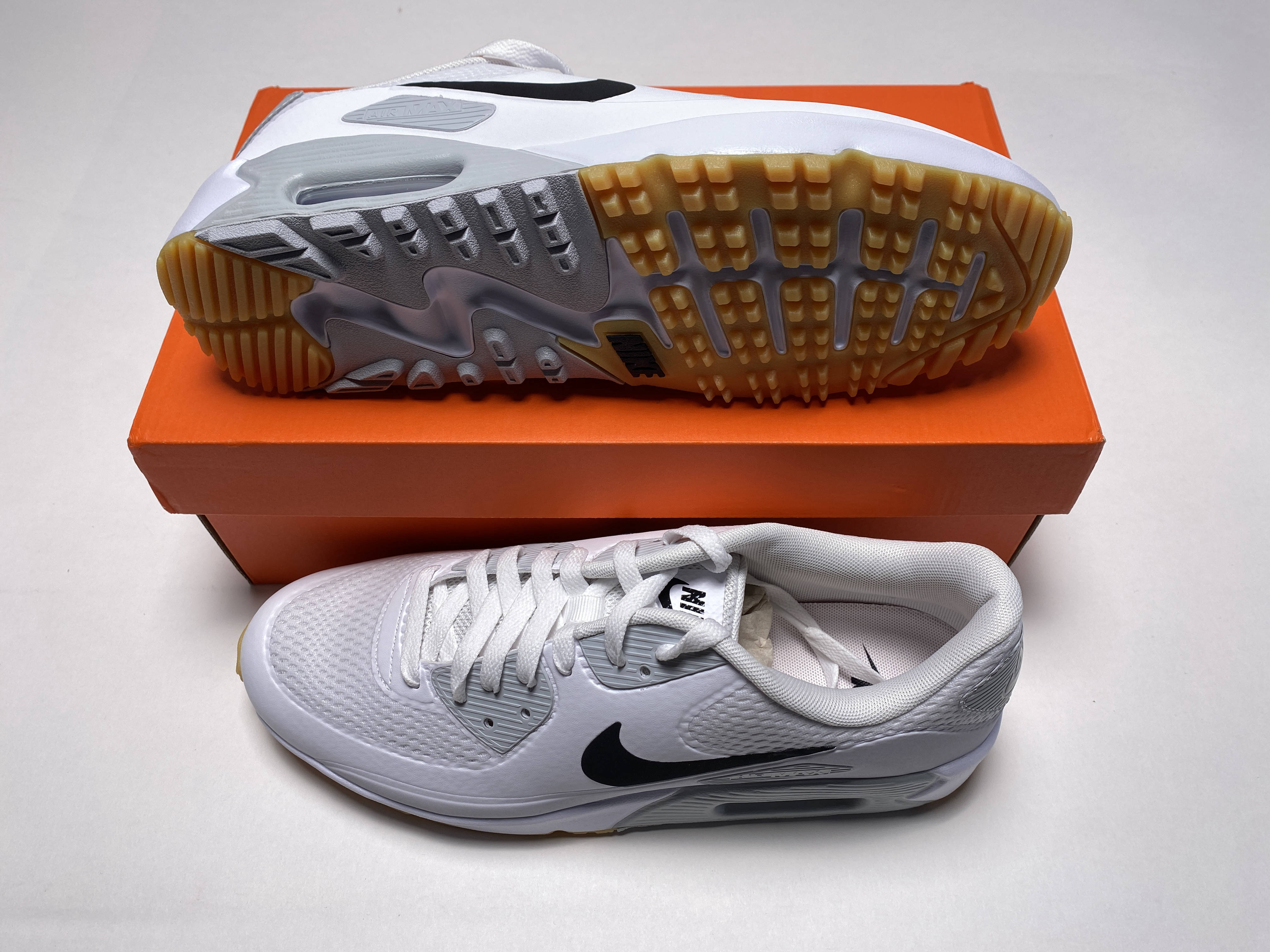 Nike Air Max 90 G Golf Shoes White Black Gum Men's SZ 10 (HV9305