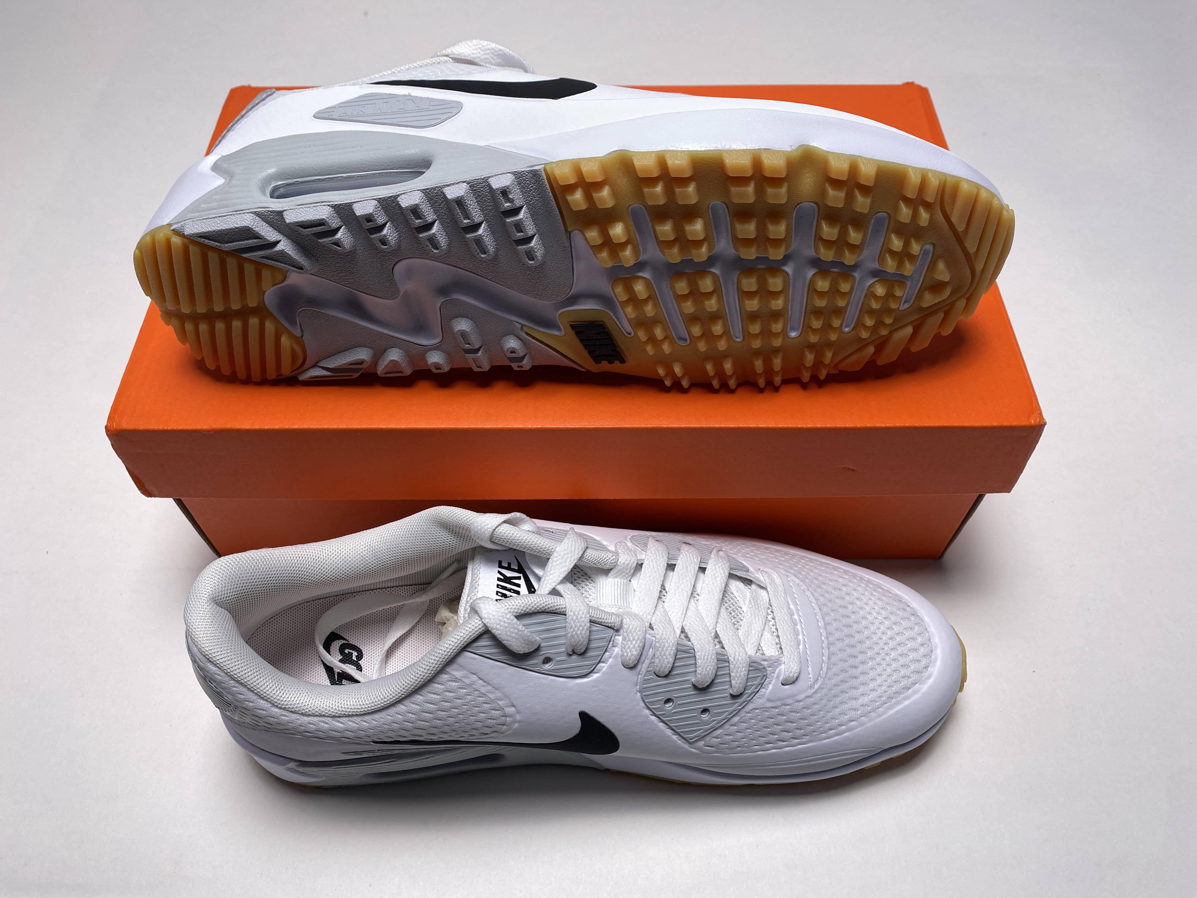 Nike Air Max 90 G Golf Shoes White Black Gum Men's SZ 10 (HV9305