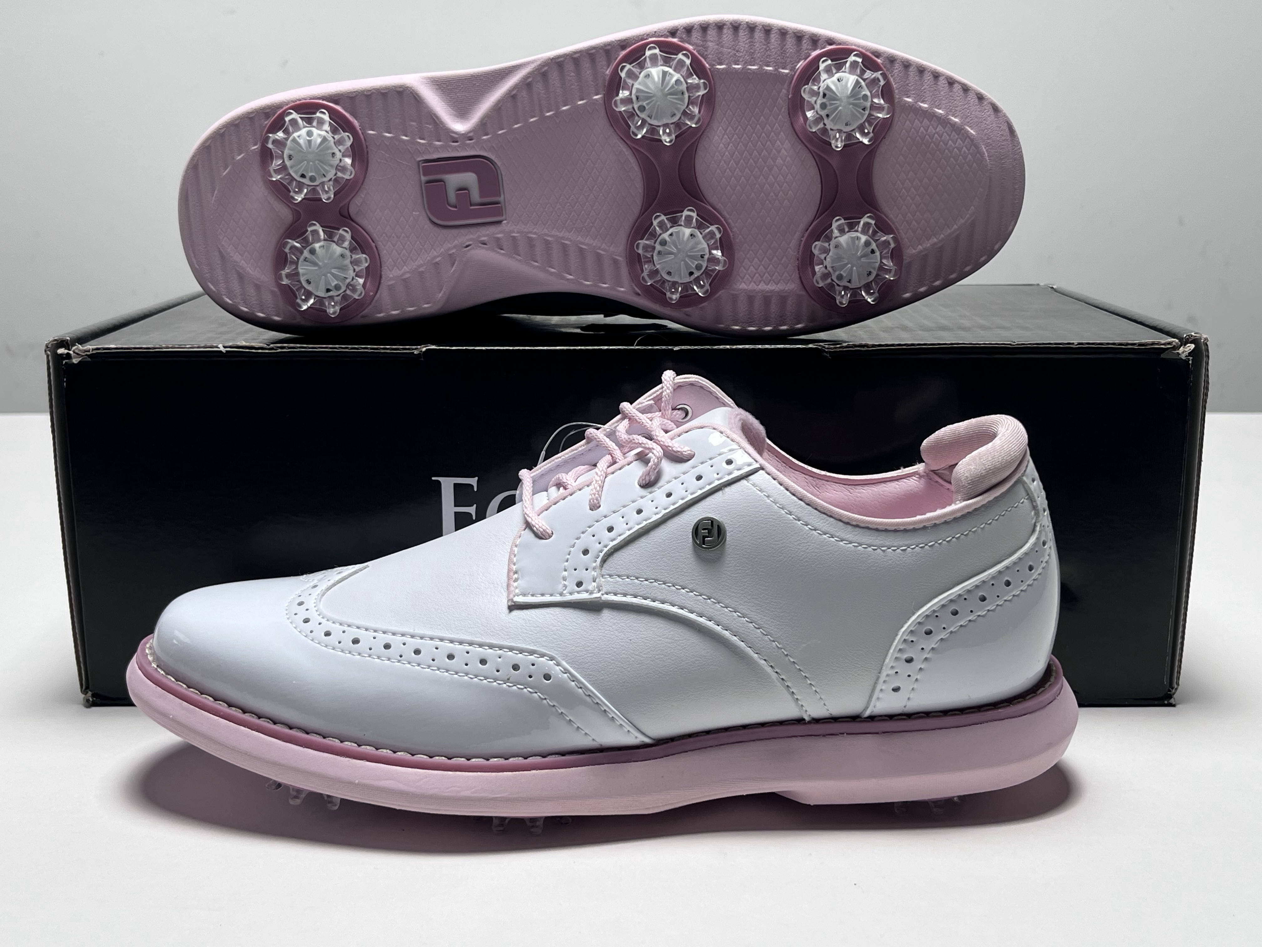 FootJoy FJ Traditions Wingtip Golf Shoes White Pink Women's SZ 7