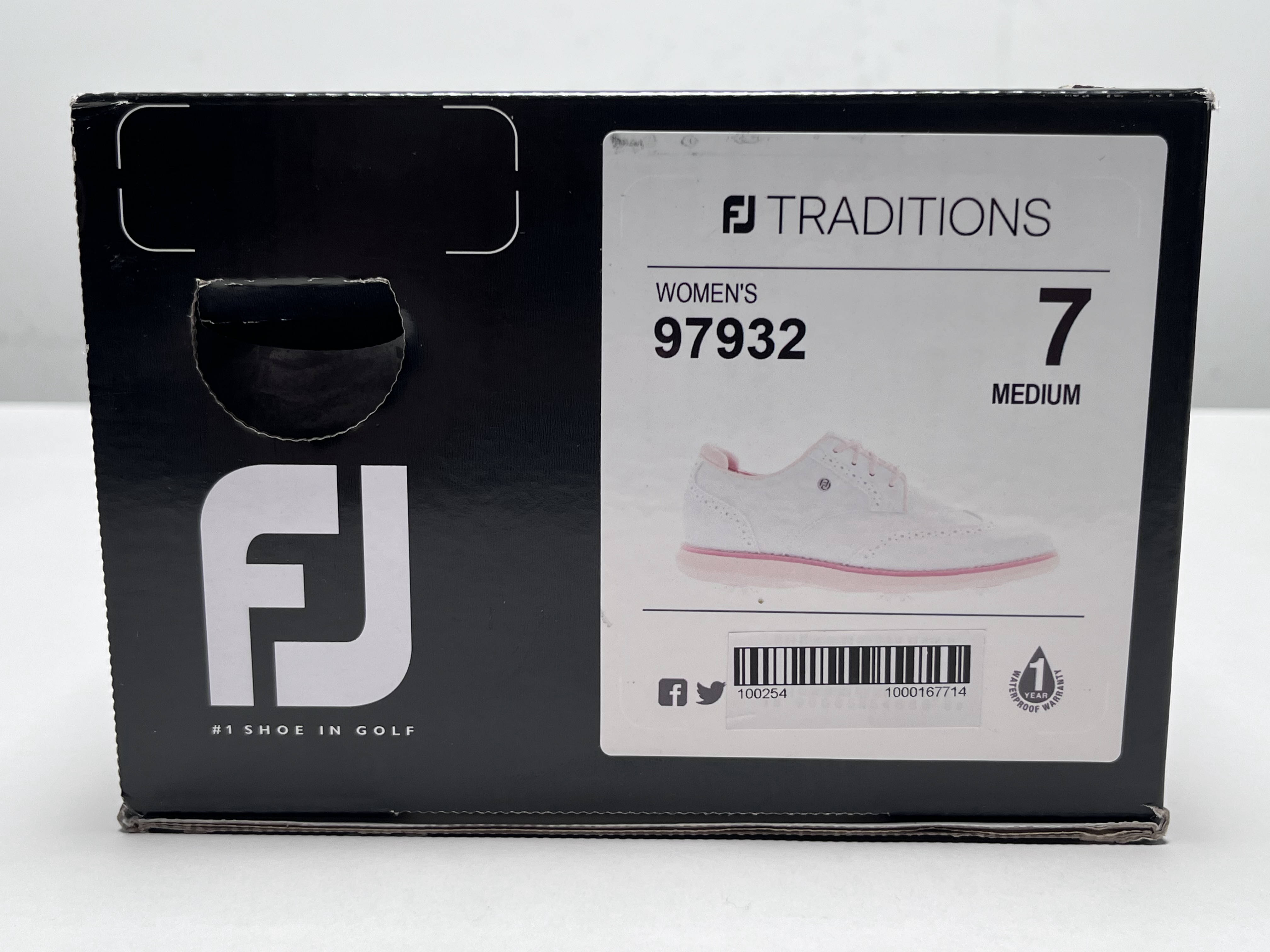 FootJoy FJ Traditions Wingtip Golf Shoes White Pink Women's SZ 7