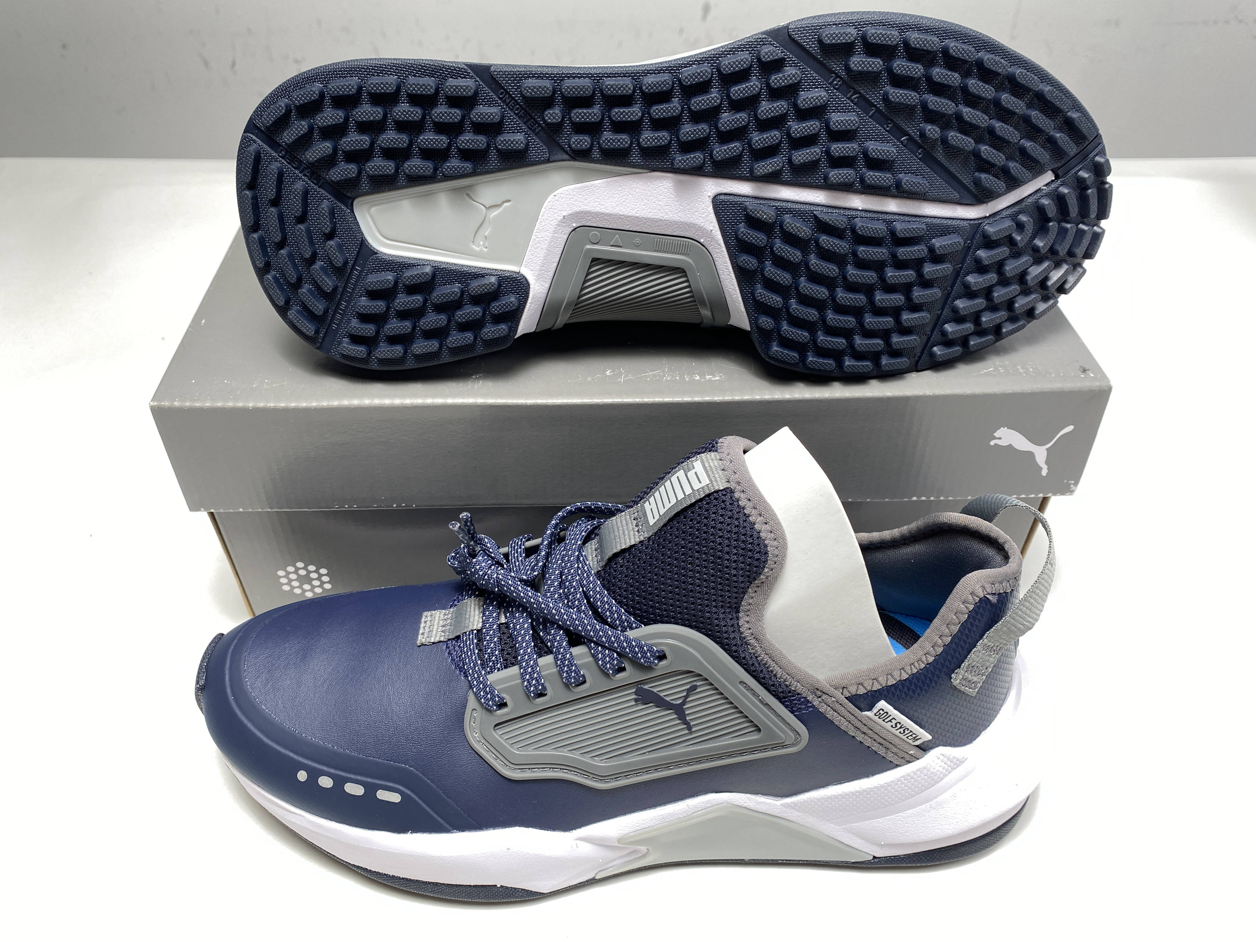 もふ Puma GS.One Golf Shoes Navy Blue Gray White Men's SZ 9